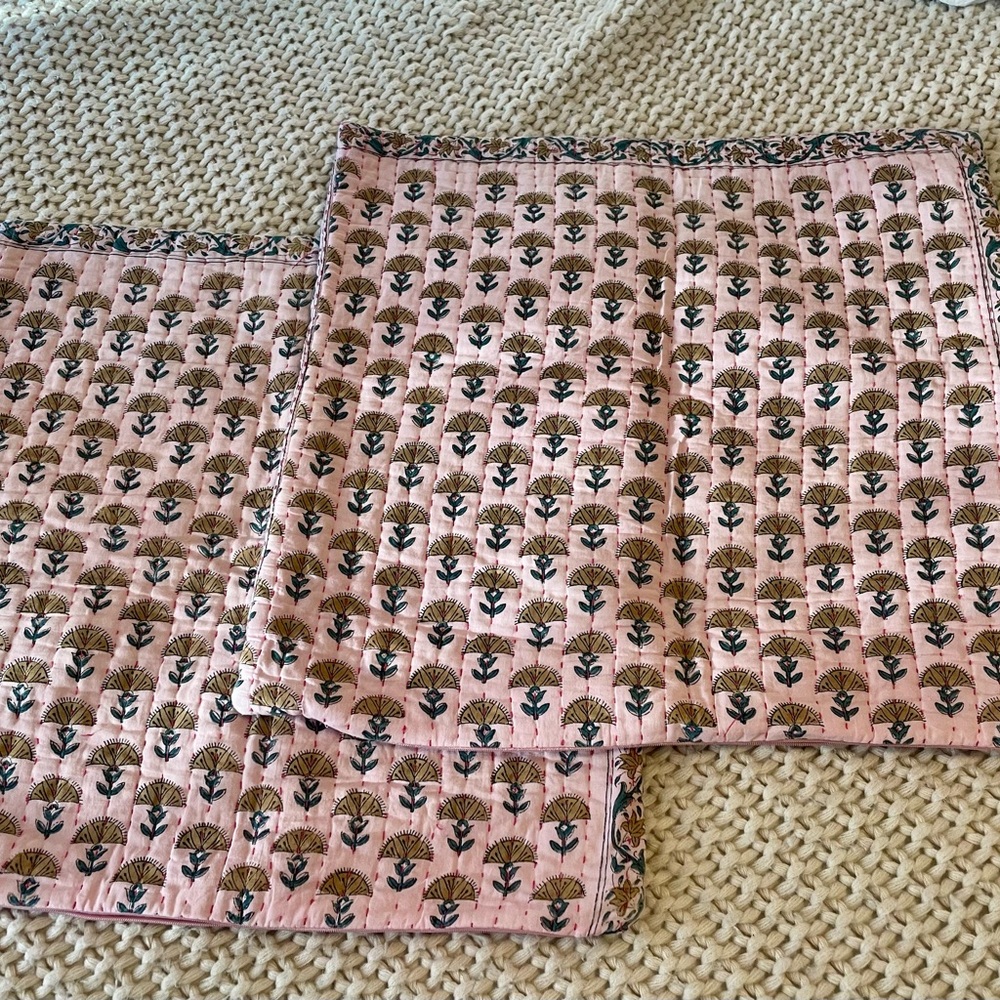 Floral Pink Quilted Pillow Cases